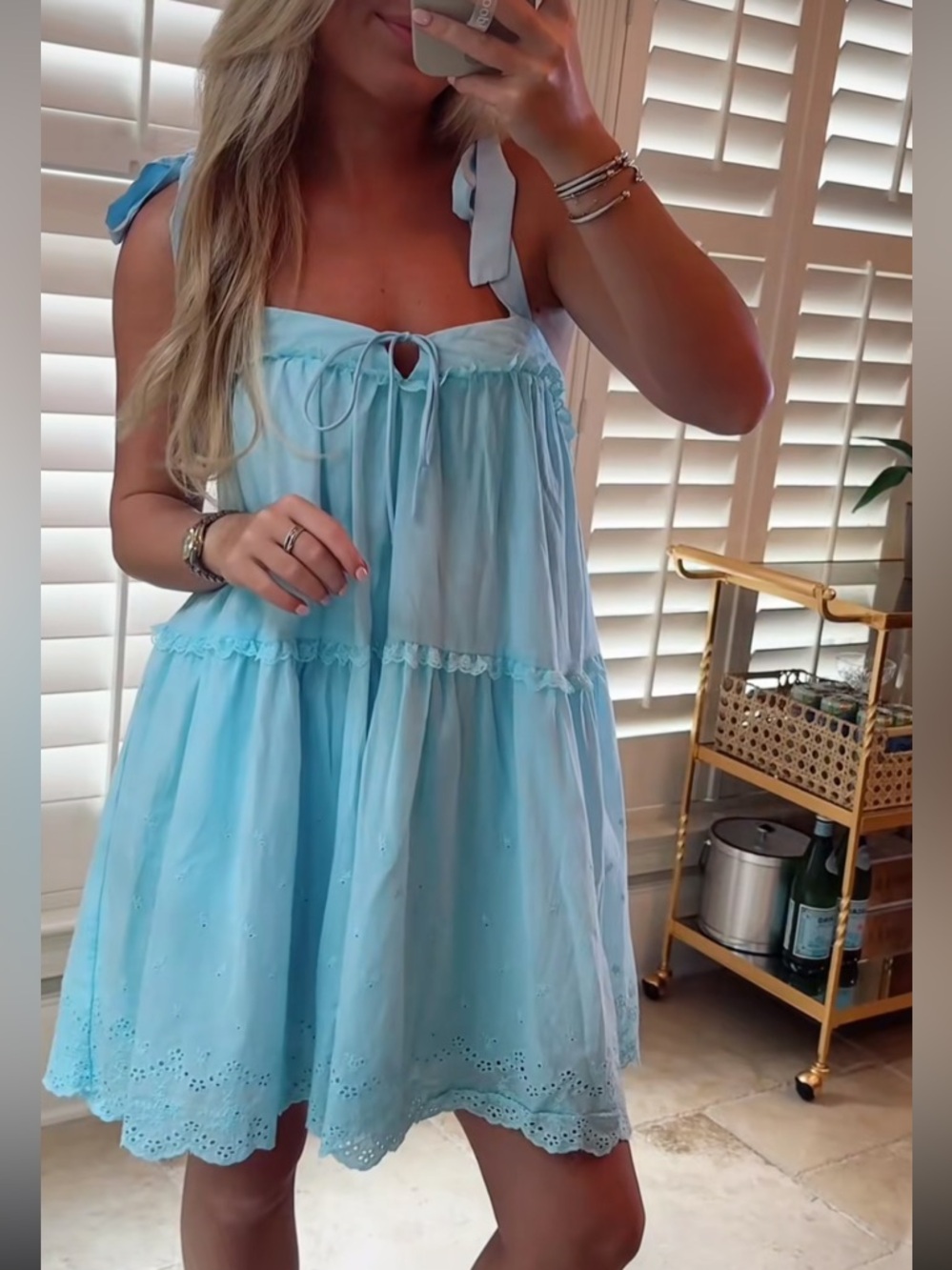 Cider 100% cotton Blue Eyelet Dress